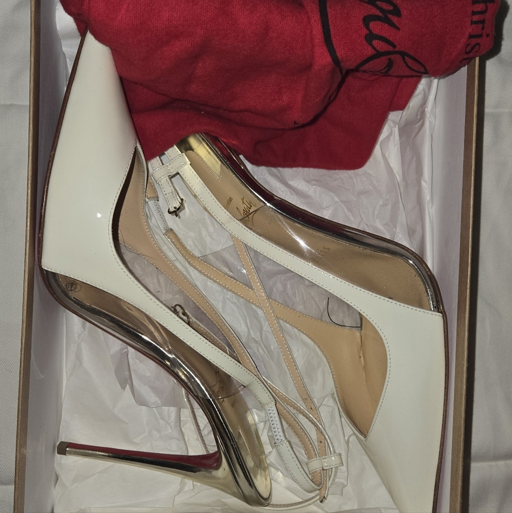 Christian Louboutin White and Clear Heels